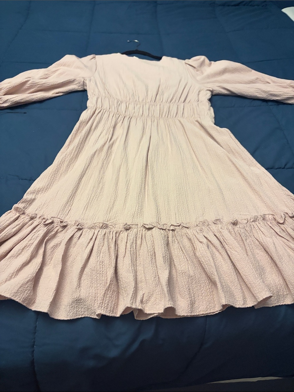 Calvin Klein Pale Pink Ruffle-Hem Long Sleeve Dress - Picture 4 of 4